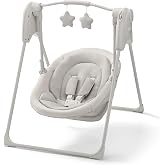 Graco Slim Spaces Compact Baby Swing, Tate | Easy Fold with Carry Handle, Height-Adjustable Legs, Multiple Swing Speeds, Comfortable Infant Head Support, Overhead Toy Bar