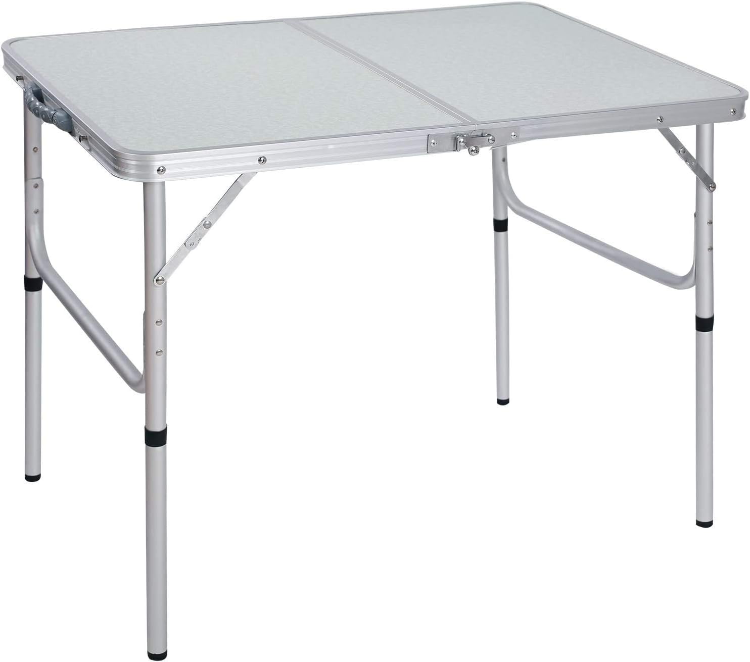 Cimiva Aluminum Folding Table 3 Foot, Adjustable Height Lightweight Portable Camping Table for Picnic Beach Outdoor Indoor, White 36 x 24 inch (3-Feet (2 Heights 15"/28")) : Garden & Outdoor
