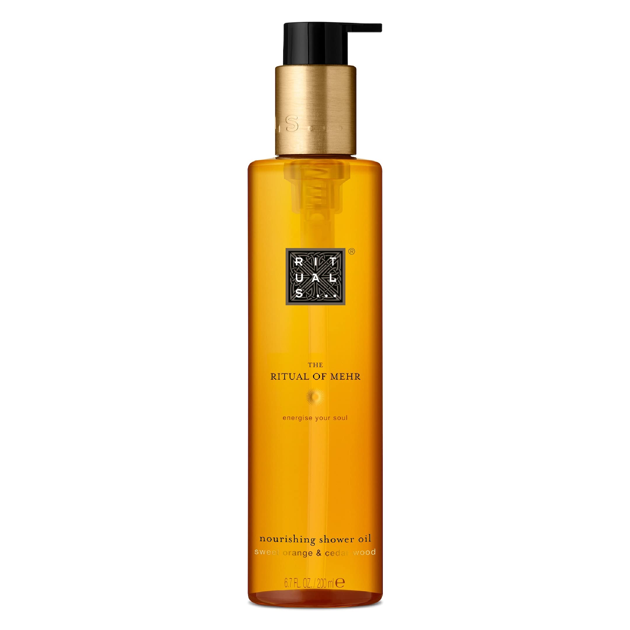 RITUALS Shower Oil from The Ritual of Mehr, 200 ml - With Sweet Orange & Cedar Wood - Energising & Stimulating Properties with Vitamin C