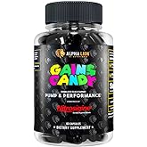 ALPHA LION Gains Candy, Supplement Pills for Muscle Pump & Blood Flow, Nitric Oxide Booster, Supports Mental Focus, Use Daily to Upgrade Workout Performance, 63 Capsules (Nitrosigine)