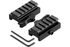 LONSEL Picatinny Riser Mount, Low Profile Rail Riser Mounts Adaptor with QD Lever Lock Quick Release & 5 Slots Picatinny Rails for Scope Rings Optics Sights, 1/2" H x 2.5''L