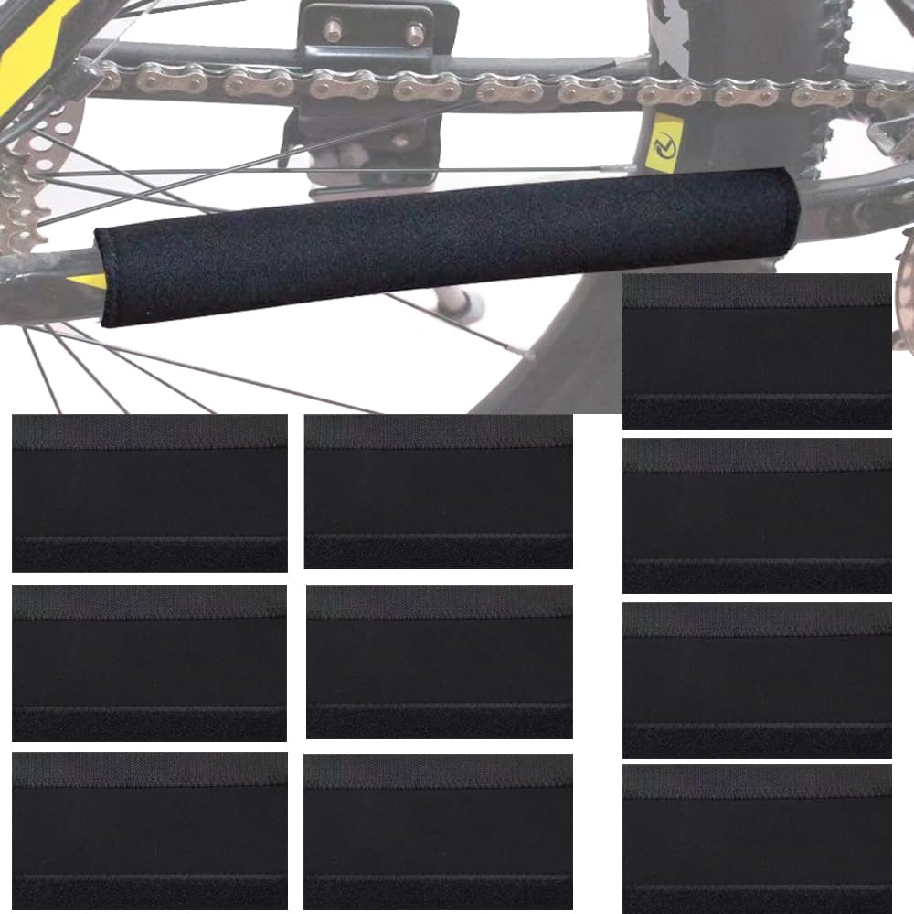 Quixotical 10 PCS Chainstay Protector, Bike Chain Guard Protector with Strong Velcro, Frame Protector for Most Bicycles, Easy Installtion, Neoprene, Black