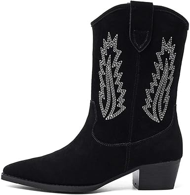 suede embroidered boots