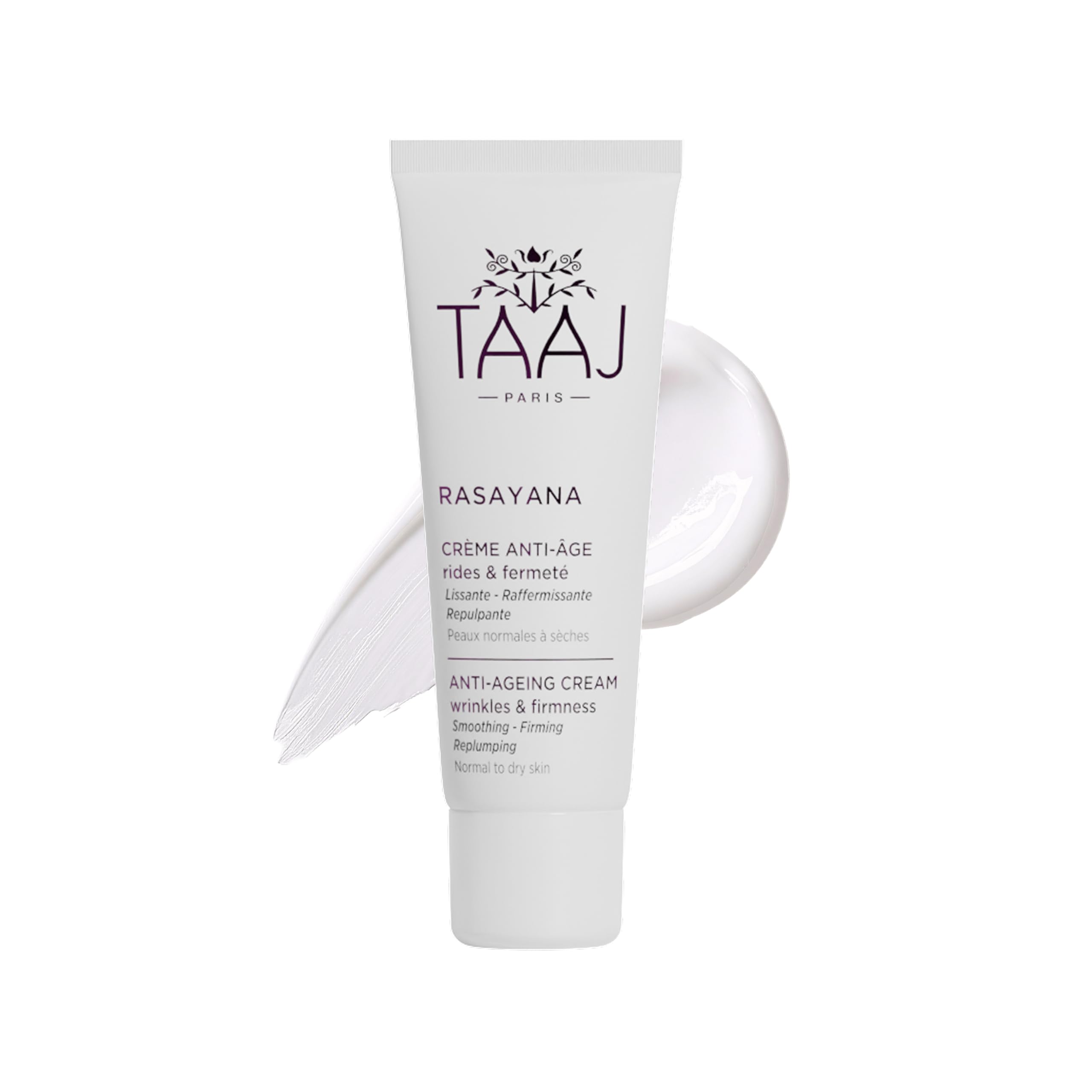 TAAJ | Anti-ageing cream - RASAYANA | Smoothing, firming and plumping | Provides a targeted response against wrinkles, fine lines and loss of firmness | Firmer skin | Vegan | 50 ml