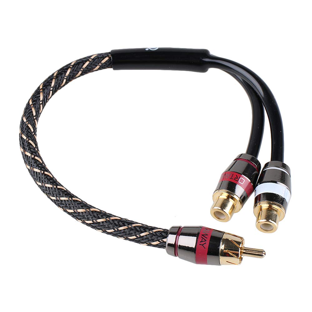 RCA Splitter Cable 1 Male To 2 Female Plugs RCA Y-Adapter (12 Inches) for Digital Audio or Subwoofer