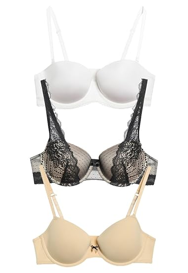 braboo 3er Pack (Set) BHS Balconette-BH T-Shirt-BH Multifunkions-BH Weiß Schwarz Nude