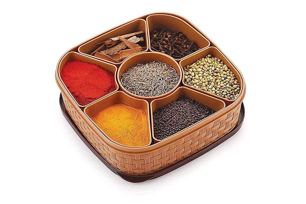 MAVAR 7 Section Plastic MASALA Storage Box Garam Masala Items