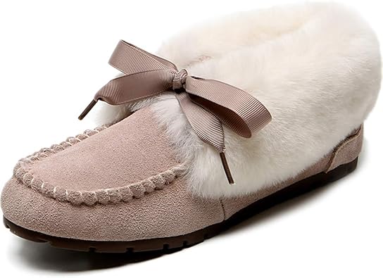 Amazon シュウアン モカシンシューズ ムートン モカシン レディース 24 0cm 秋冬 フラットシューズ ぺたんこ ペタンコシューズ ファー モカシンシューズ レディース シューズ モカシンシューズ フラット フラットシューズ ぺたんこ あんず色 シュウアン モカシン