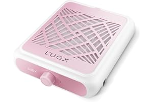 L'UGX Nail Dust Collector Rechargeable with 2 Reusable Filter, Professional Dust Collector Nail Tech Fan Extractor Powerful Suction Vacuum Dust Collector for Nails, Perfect for Home Salon Use