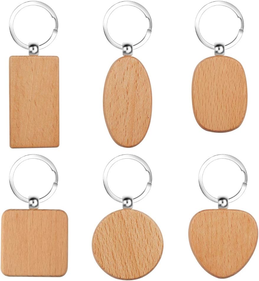 20/10pcs Unfinished Wood Slices Keychain Blank Hand-painted Wooden