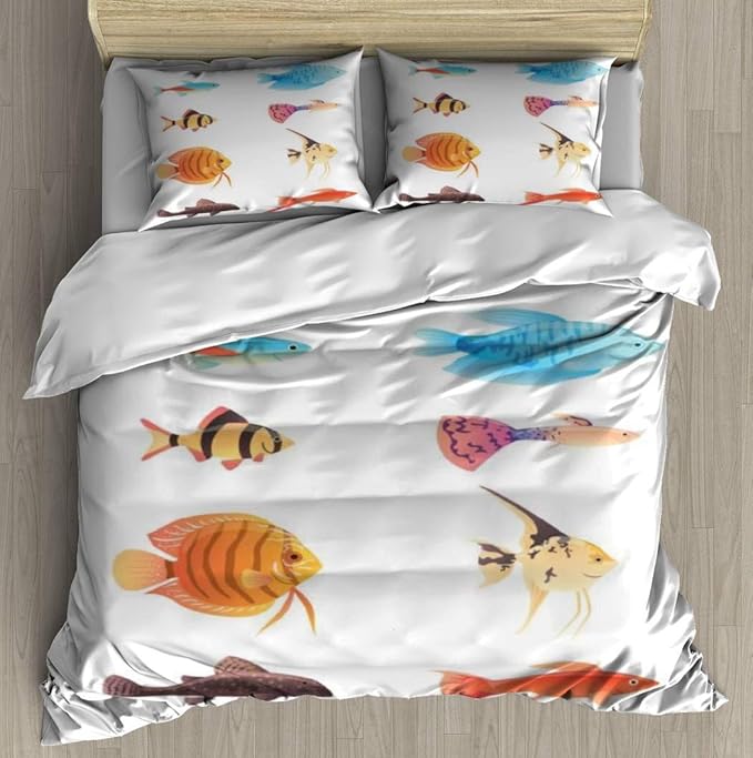 Duvet Cover Tropical Fish Collection Isolated on White