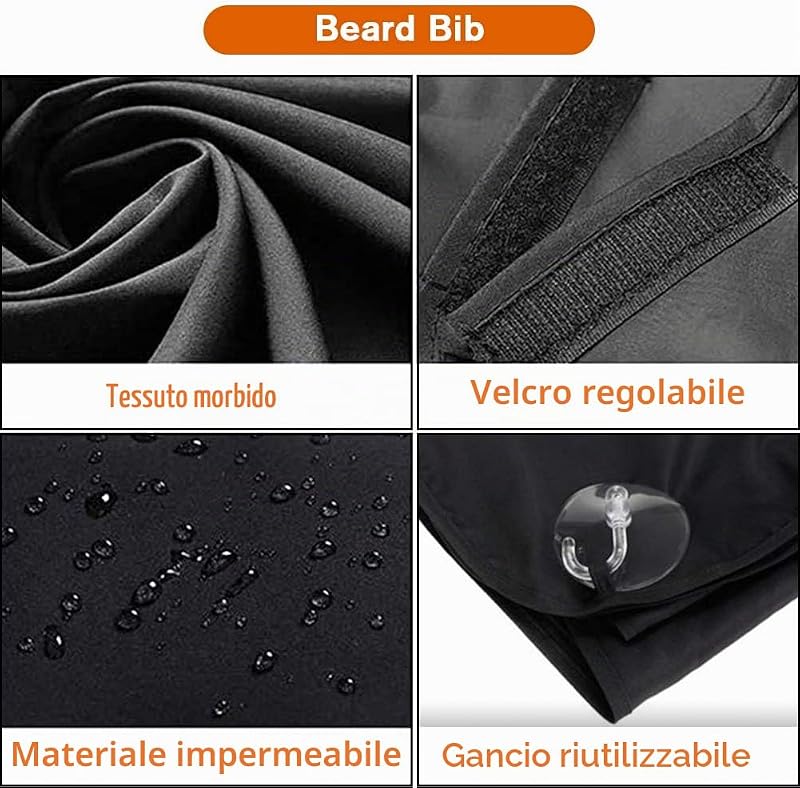 Grembiule da Barba, Impermeabile Telo per Barba, Cattura Barba e Capelli — foto 5 di 8