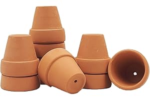 Yishang Mini Terracotta Pots with Drainage Holes - 1.5 inches Tiny Clay Nursery Pots for Indoor/Outdoor Mini Plant, DIY Crafts, Wedding Favors(10 Pack)