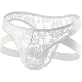 Evankin Men's Sexy Underwear Lace See Through Jockstrap Underpants Low Rise Leggings Strap Belt T-Shaped Underwear