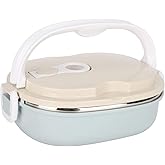 Niiyen Lunch Box 900ml 1 Layer Hot Food Lunch Containers Portable Lunchbox Stackable 304 Stainless Steel Adult Bento Lunch Box Cold Food Storage Bowl for School Office Outdoor Travel