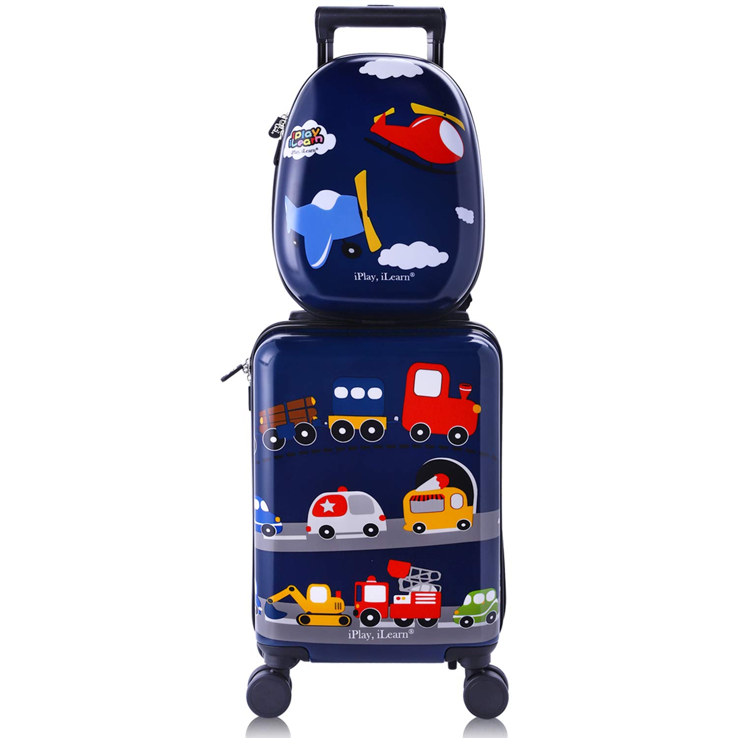 Kids Carry on Luggage Set with Wheels, Travel Suitcase for Boys