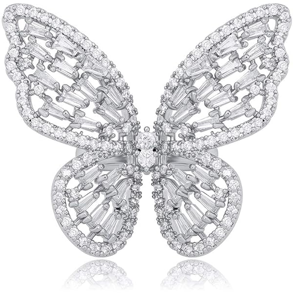 Amazon.com: Sither Large Butterfly Ring for Women Sparkling