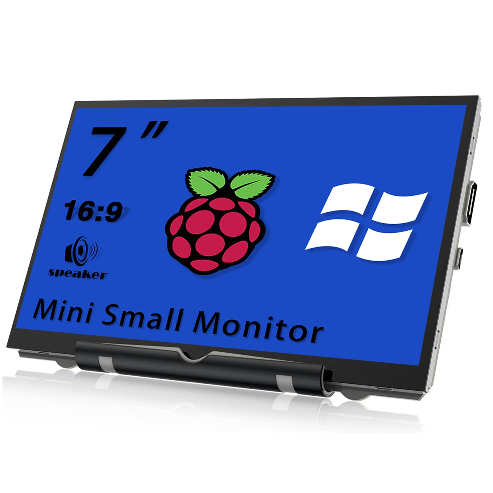 Photo 1 of HAMTYSAN Upgraded Version 7'' Raspberry Pi Screen HDMI Monitor 800x480 LCD Screen Mini Small Monitor for Raspberry Pi 4/3/2/Zero/B/B+ Win11/10/8/7 (Non-Touch), Dual Speakers, Driver Free