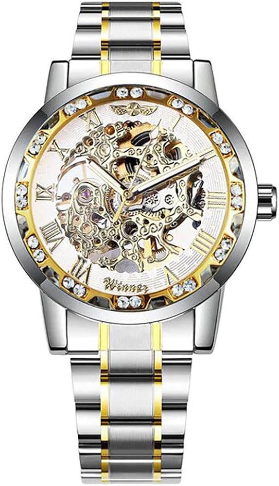 Klassische mechanische Armbanduhr mit sichtbarem Uhrwerk und Edelstahl