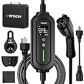 16A Portable Level 1&2 EV Charger-ETL Certified,110V-240V Car Charger with 25FT Charging Cable, NEMA 6-20 Plug & NEMA 5-15 Adapter EV Charging Station, Backup EV Chargers for All SAE EVSE J1772 Cars