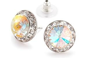 Star Light Crystal Jewelry | Crystal Clear and Crystal AB Rhinestone Clip On or Pierced Earrings for Dance, Pageant, Prom, Performance, Wedding