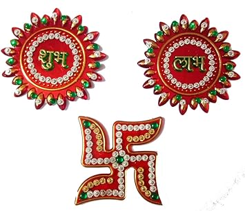 Buy Dms Retail Acrylic Stone Studded Shubh Labh Swastik Sticker