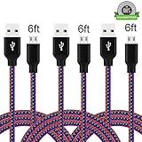 Amoner Micro USB Cable 6FT Nylon Braided Micro USB Charging Cable for Android, Samsung Galaxy, HTC, Nokia, Blackberry, Sony and Other Tablet Smartphone(blue&grey&red,3 Pack)