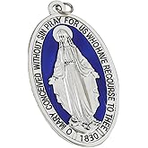 SJFBJNJHJ Extra Large Medal Silver-Plated Pendant, Medalla de la Virgen Milagrosa Catholic Charms Fit Gifts, Medalla Milagrosa Catolica Virgin Mary Pendant,3.5 Inch