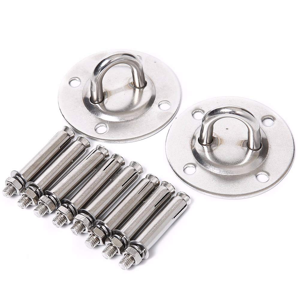 KLOP256 Suspension Ceiling Hooks, Hammock Ceiling Hanging Kit, 2 Set Stainless Steel Wall Ceiling Hooks Fixed Buckle for Hammock Aerial Yoga