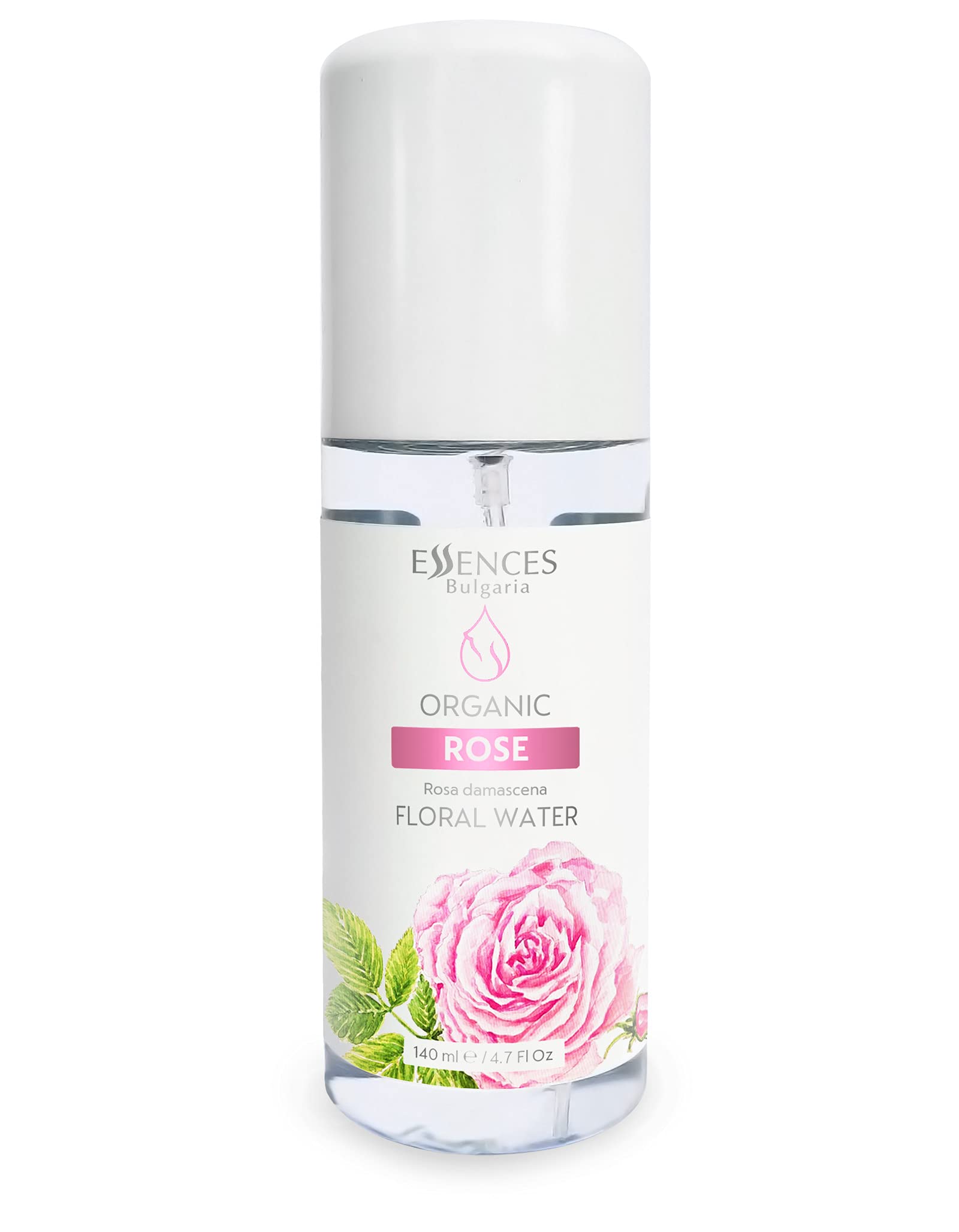 Essences Bulgaria | Organic Rose Floral Water 140ml | Rosa damascena | 100% Pure and Natural | Anti-Age Refreshing Beauty Mist | Alcohol-Free | Makeup Remover | Hydrating | Vegan