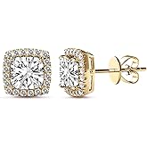 Devin Rose 925 Sterling Silver Halo Square Cubic Zirconia Stud Earrings for Women