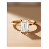 Dulin 14K Gold Plated 1ct/2ct/3ct Emerald Cut Cubic Zirconia Engagement Ring for Women 925 Sterling Silver Anniversary Promise Gift for Wife Christmas Valentine's Day Birthday Gift for Her