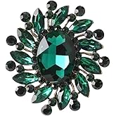 Rhinestone Flower Brooch Pin for Women Girls Vintage Emerald Crystal Lapel Pins Elegant Wedding Bouquet Brooches Dress Clothing Collar Suit Tie Jewelry Accessory Clip for Scarf Coat Shawl Hat Bag Art