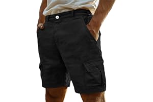 Cargo Shorts for Men Summer High Waisted Button Hiking Short Pants Casual Work Knee Length Pant with Multi-Pocket
