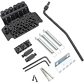 Black Tremolo Bridge for Strat - Double Locking Floyd Rose Type | Electric Guitar Bridge Replacement with Tools - Upgrade Hardtail to Tremolo, Fits Stratocaster &amp; Floyd Rose Style Guitars