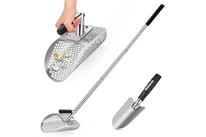 Yaheeda Long Handle Sand Scoop with Shovel for Metal Detecting, Metal Detector at Beach,Heavy Duty Stainless Steel Metal Detecting Tool,Treasure Finds Scoop, Digging Shovel Fast Sifting