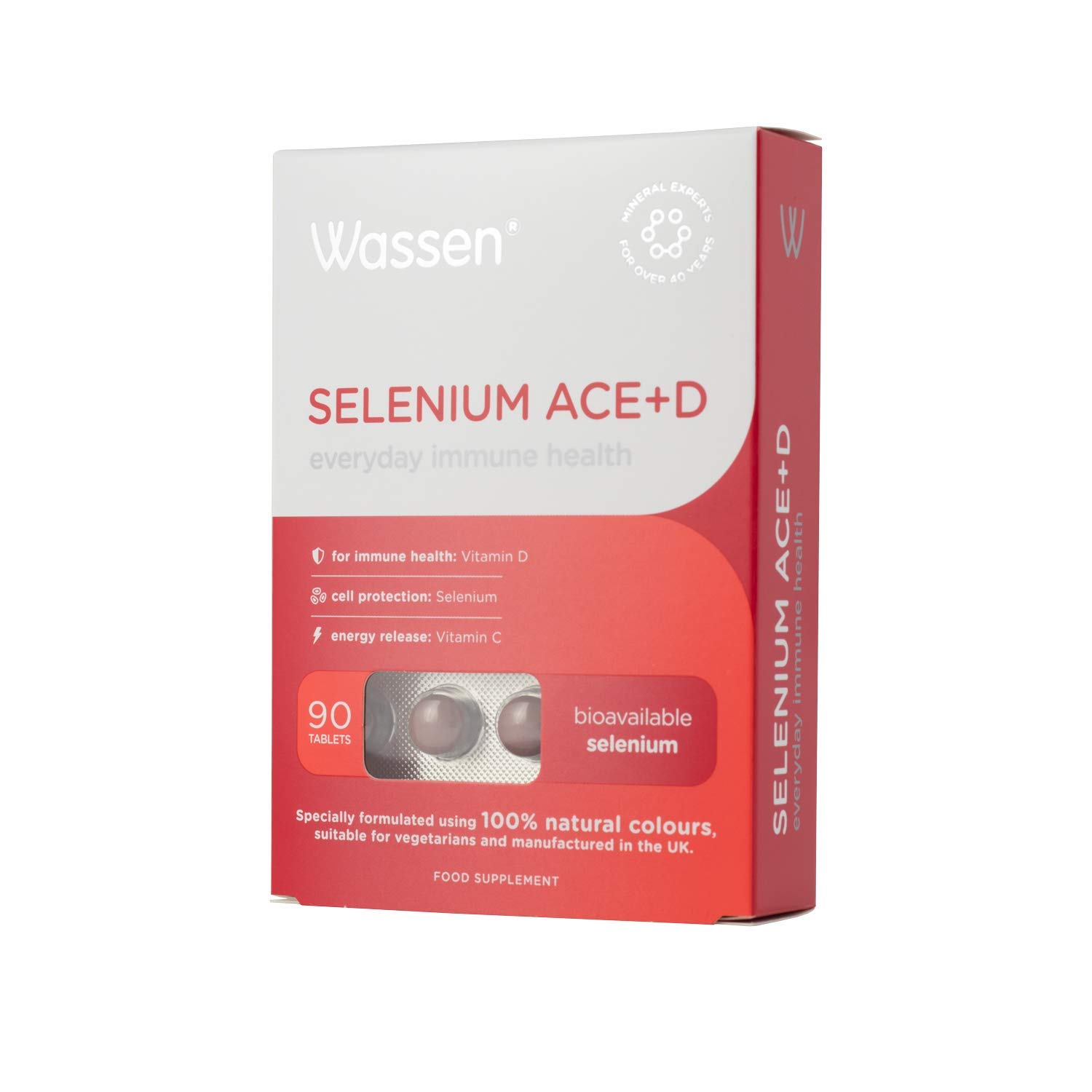 Wassen Selenium ACE+D Immune Health - 90 Tablets | Selenium and Zinc Supplements Contribute to Normal Function of Immune System | Vitamin C D and Zinc