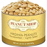 The Peanut Shop of Williamsburg Extra-Large Handcooked Lightly Salted Virginia Peanuts Williamsburg Peanuts Non-Gmo Kosher Gluten-Free No Preservatives - 32 Oz Tin