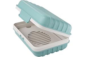 Quatish Bar Soap Holder Dish 1 Pack for Shower, Travel Soap Case with Lid for Gym, Camping Essentials, Hiking, Travel Size Toiletries, Portable, Leakproof, Blue