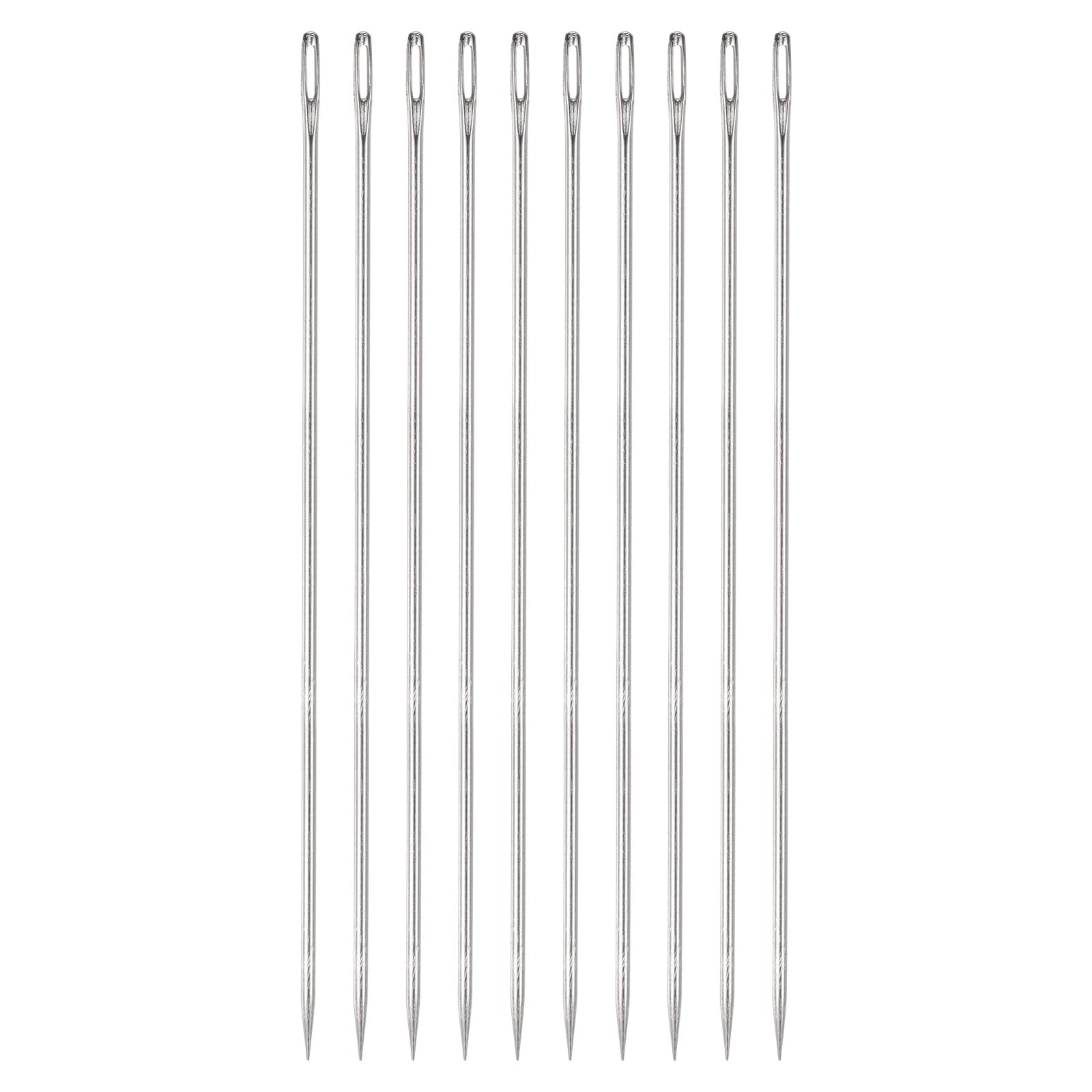 uxcell 10pcs 8 Inch Upholstery Needles Large Eye Stitching Needles Stainless Steel Straight Hand Sewing Needles for Home Hand Sewing Leather Tapestry Embroidery Tufting Webbing Carpet