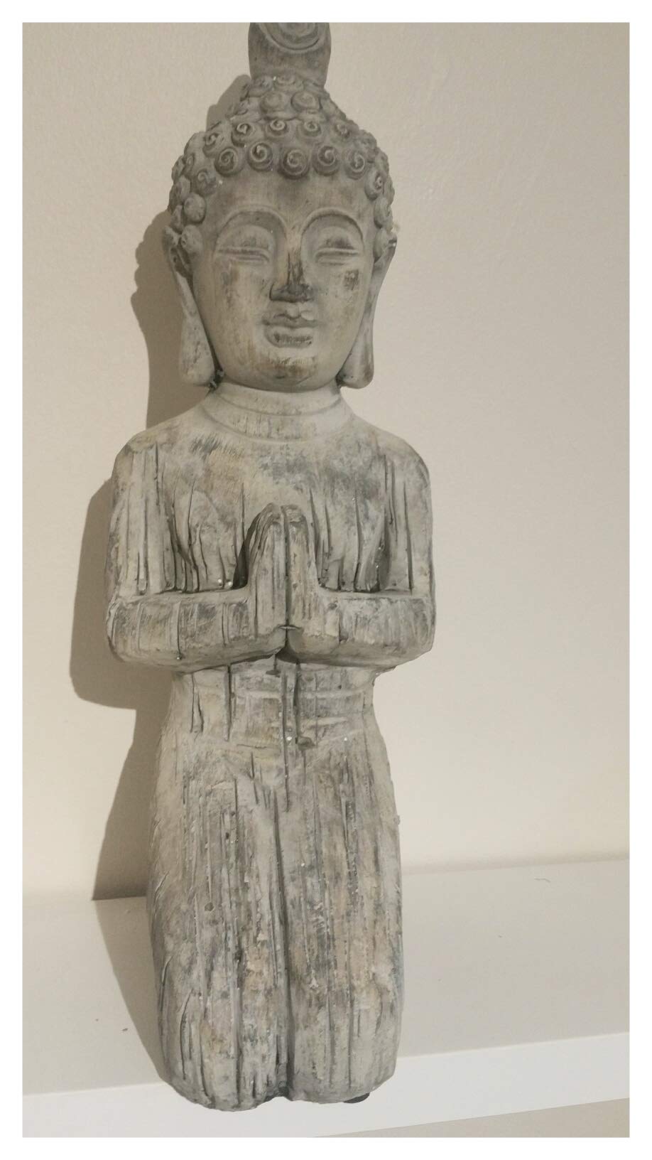 Kneeling Buddha Garden Statue Sculpture - Frostproof Stone Effect