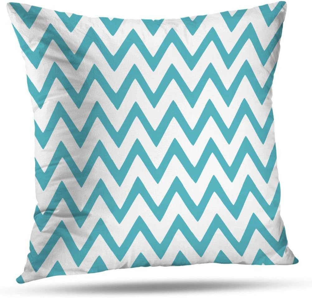 Kutita Decorative Pillows Covers 16 x 16 inch Throw Pillow Covers,Teal Gray Grey Ombre Chevron Pillow Teal Gray Grey Ombre Pattern Double-Sided Decorative Home Decor Pillowcase