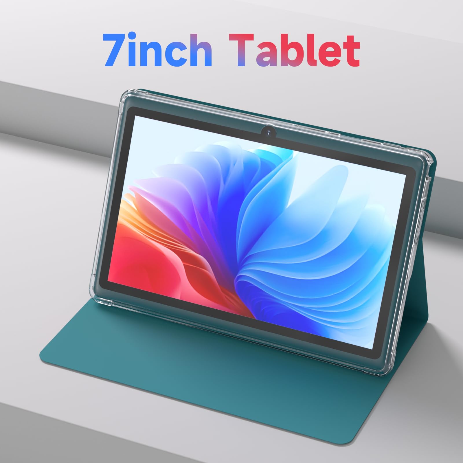 Android 14 Tablet 7 inch Tablets with Case, 8GB RAM 32GB ROM 1TB Expand, Quad-Core Processor Tablet PC, 1024 x 600 IPS Screen, Dual Camera, 3000mAh Battery, Bluetooth, WiFi, GMS, Widevine L1, Navy