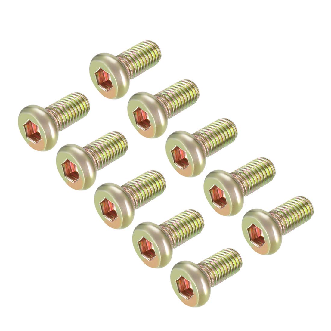 sourcing map M8x16mm Furniture Screw Hex Socket Machine Screws Zinc Plated Fasteners Bolts Full Thread Carbon Steel 10Pcs