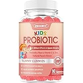ZEBORA Probiotic Fiber Gummies for Kids, 5 Billion CFU, 45 Servings | With Prebiotics for Digestive Health; Vitamin C &amp; Zinc for Immune Support; Natural Peach Flavor