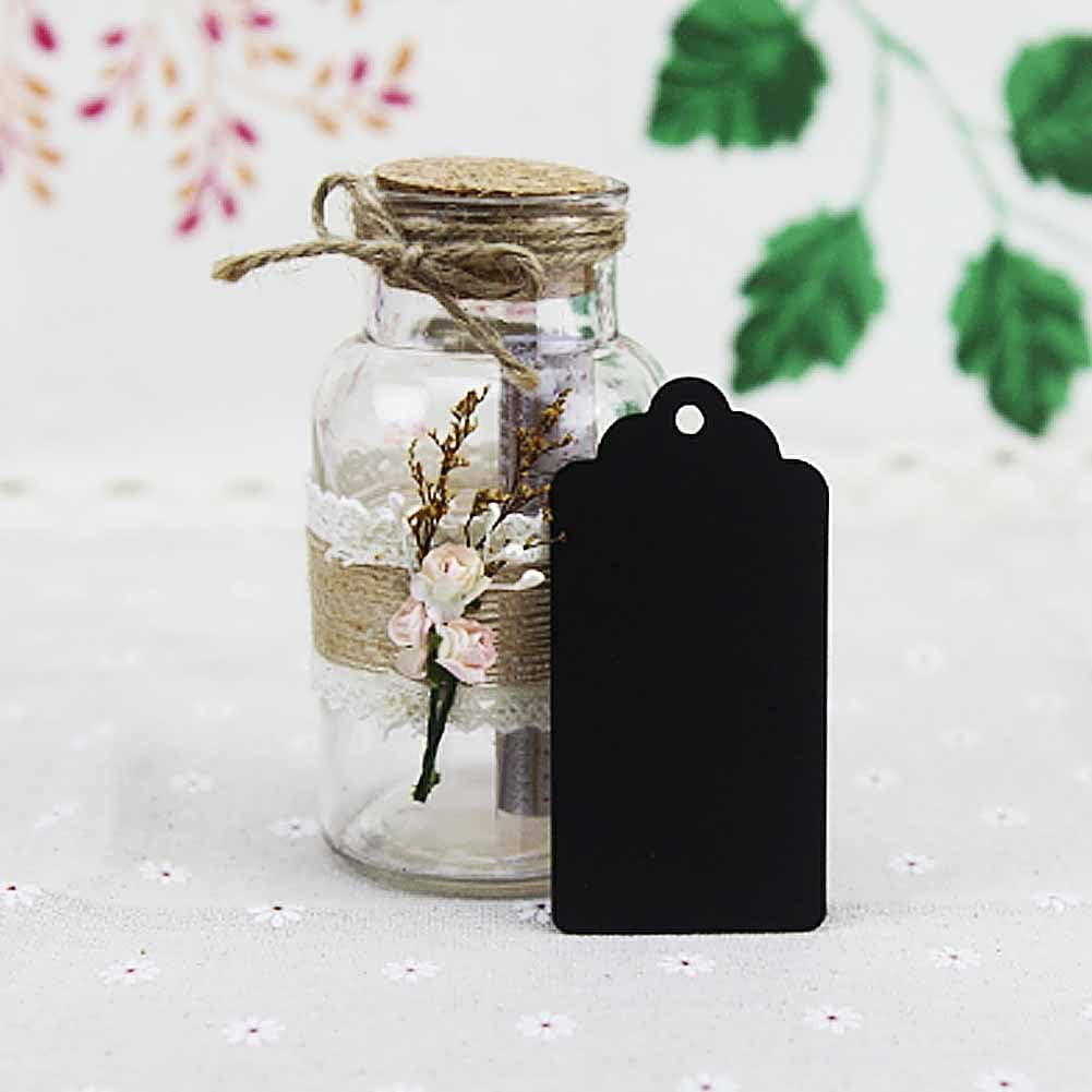 SallyFashion 100pcs Black Paper Gift Tags with Free 100 Root Natural Jute Twine ( Water Ripple ): Home & Kitchen