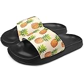 Hsaiyjsp Pineapple House Slippers for Women Men Arch Support Flat Sandals Non Slip Home Pool Shower Slide Slippers