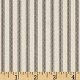Santee Print Works Vertical Ticking Stripe Ivory Charcoal Fabric By The Yard