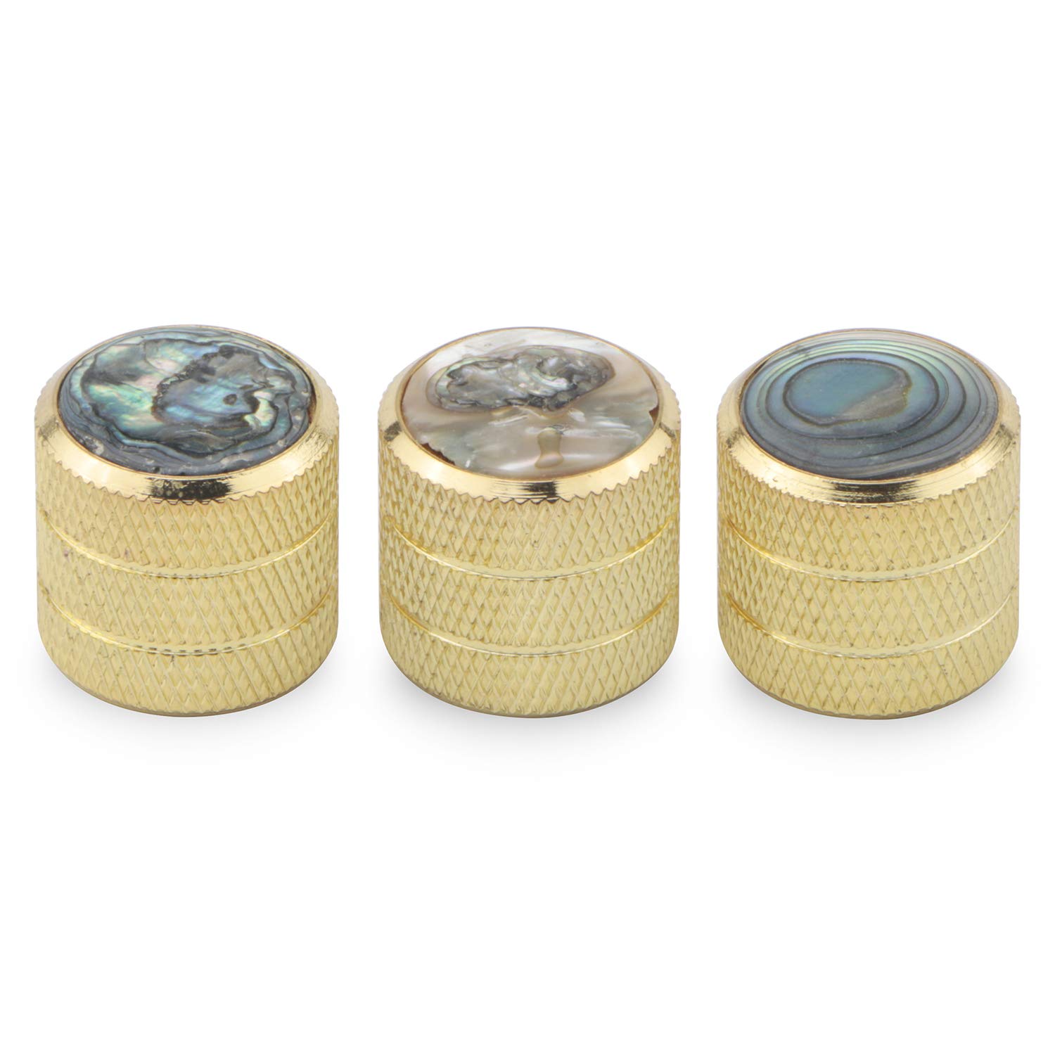 Unxuey 3 Pack Gold Electric Guitar Volume Tone Knobs, 6mm Shaft Guitar Speed Control Knobs Inlaid Shell Pattern Electric Guitar Bass Parts