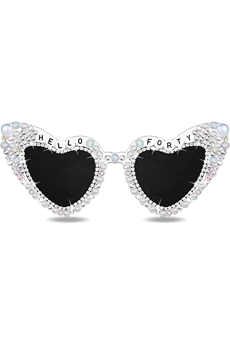 Fun Glasses Black 60th Birthday Glasses,Number 60 Crystal Frame